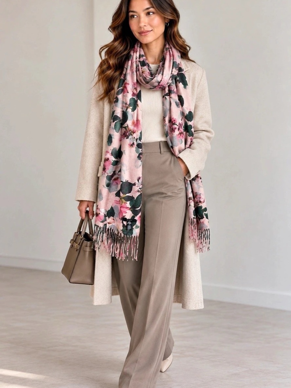 Love & Lore Floral Pink & Green Scarf NWOT